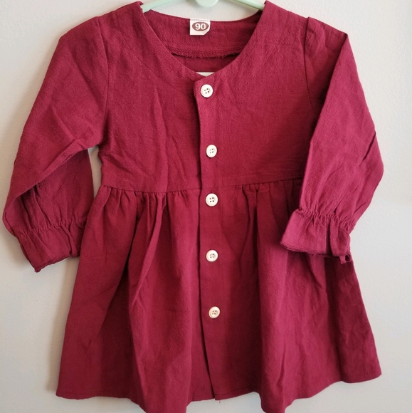 Red Maroon button down dress - Picture 1 of 3